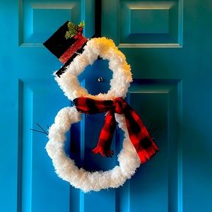 Fun and cute fluffy snowman wreath